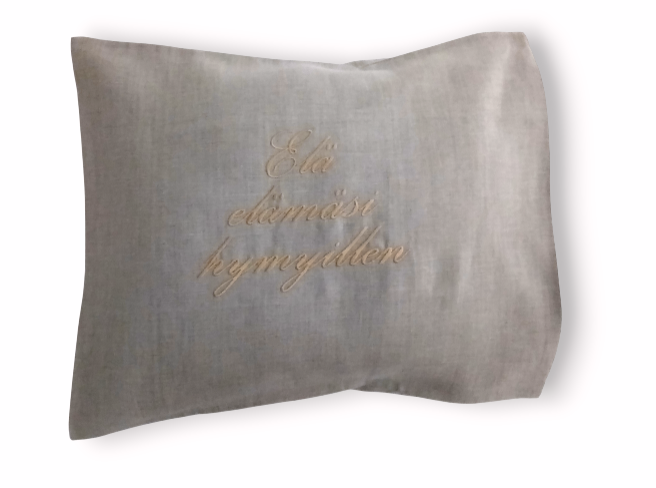 Elä elämäsi hymyillen -tyynyliina