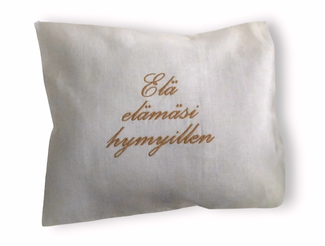 Elä elämäsi hymyillen -tyynyliina