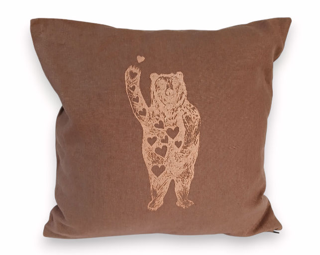 Nalle 100% pellava koristetyynynpäällinen