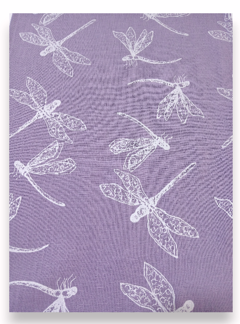 SUDENKORENTO 100% pellava kaitaliina lila-valkea