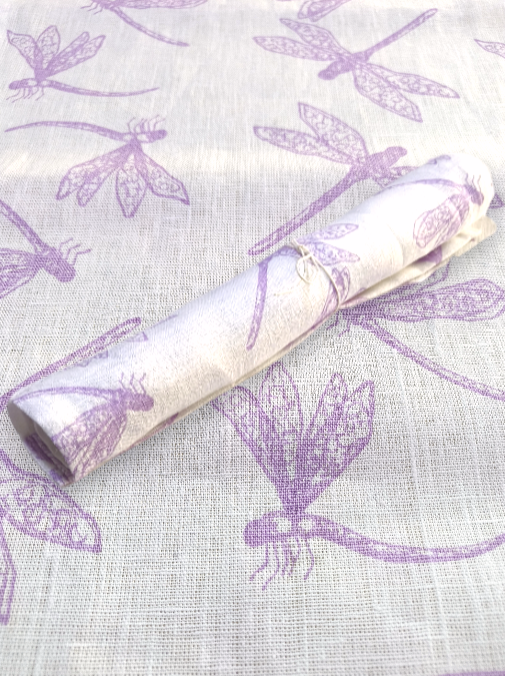 SUDENKORENTO 100% pellava kaitaliina valkea-lila