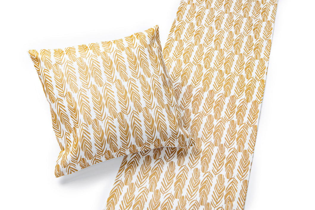 SULKA Linen Table Runner White/Gold